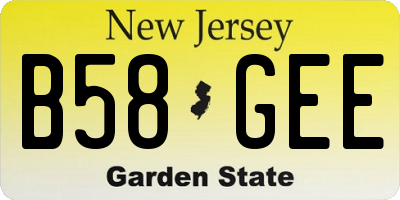 NJ license plate B58GEE