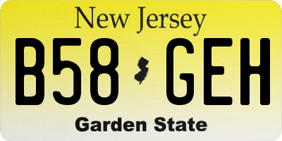 NJ license plate B58GEH