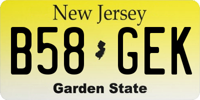 NJ license plate B58GEK