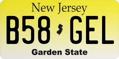 NJ license plate B58GEL