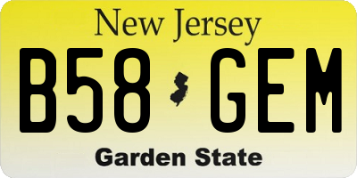 NJ license plate B58GEM
