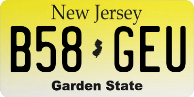 NJ license plate B58GEU