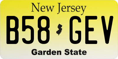 NJ license plate B58GEV