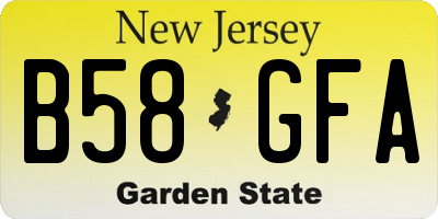 NJ license plate B58GFA
