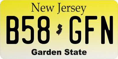NJ license plate B58GFN