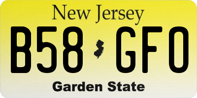 NJ license plate B58GFO