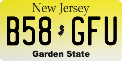 NJ license plate B58GFU