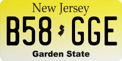 NJ license plate B58GGE
