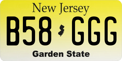 NJ license plate B58GGG