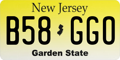 NJ license plate B58GGO