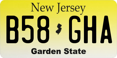 NJ license plate B58GHA