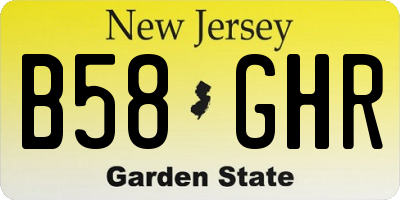 NJ license plate B58GHR