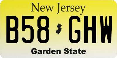 NJ license plate B58GHW