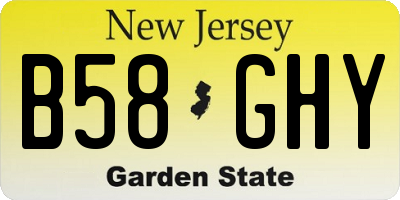NJ license plate B58GHY