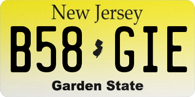 NJ license plate B58GIE