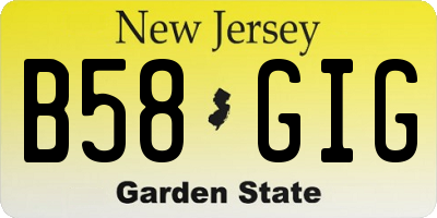 NJ license plate B58GIG