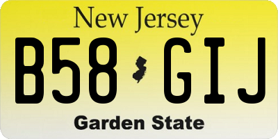 NJ license plate B58GIJ