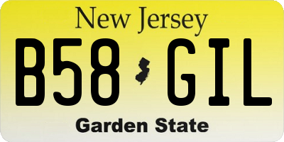 NJ license plate B58GIL