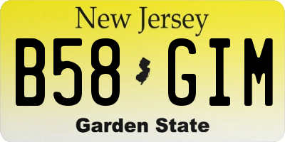 NJ license plate B58GIM