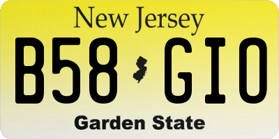 NJ license plate B58GIO