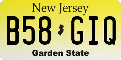 NJ license plate B58GIQ