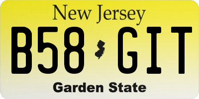 NJ license plate B58GIT