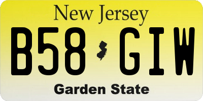 NJ license plate B58GIW