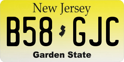 NJ license plate B58GJC