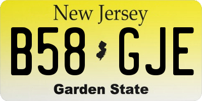 NJ license plate B58GJE