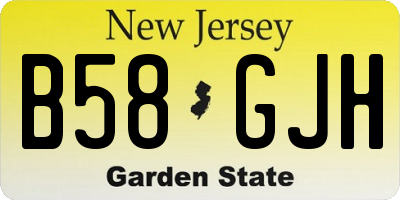 NJ license plate B58GJH