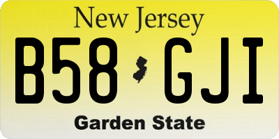 NJ license plate B58GJI
