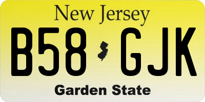 NJ license plate B58GJK