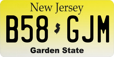 NJ license plate B58GJM