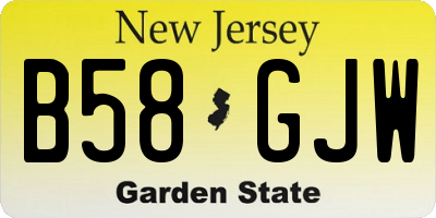 NJ license plate B58GJW