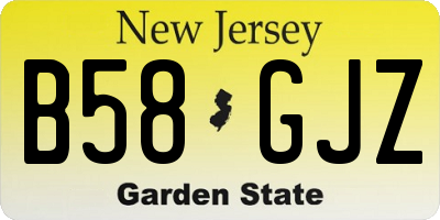 NJ license plate B58GJZ