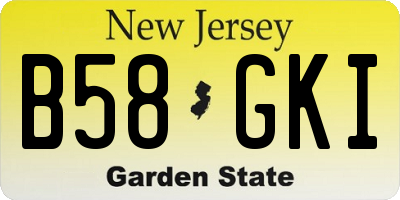 NJ license plate B58GKI