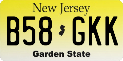 NJ license plate B58GKK