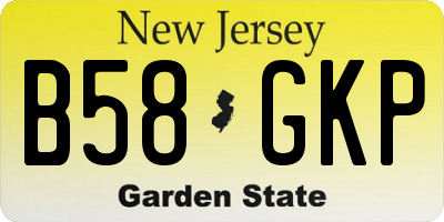 NJ license plate B58GKP