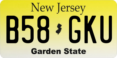 NJ license plate B58GKU
