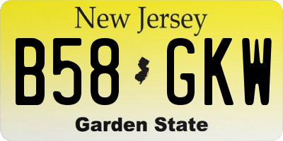 NJ license plate B58GKW
