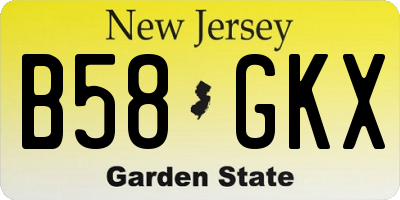 NJ license plate B58GKX