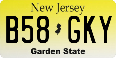 NJ license plate B58GKY