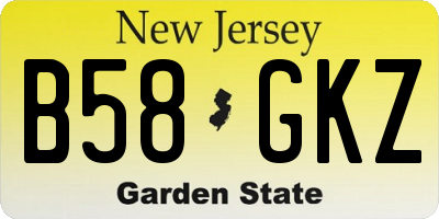 NJ license plate B58GKZ