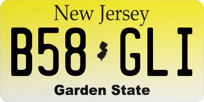 NJ license plate B58GLI