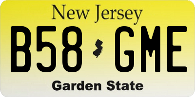 NJ license plate B58GME