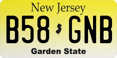 NJ license plate B58GNB