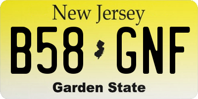 NJ license plate B58GNF