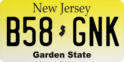 NJ license plate B58GNK