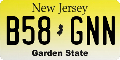 NJ license plate B58GNN