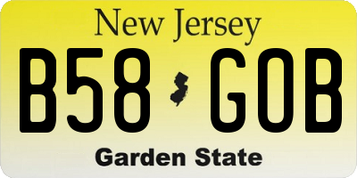NJ license plate B58GOB